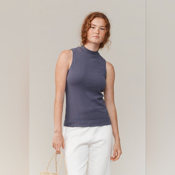 Jungmaven Tops - mariposa mock neck diesel grey